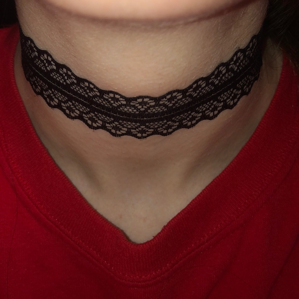 A black lace choker